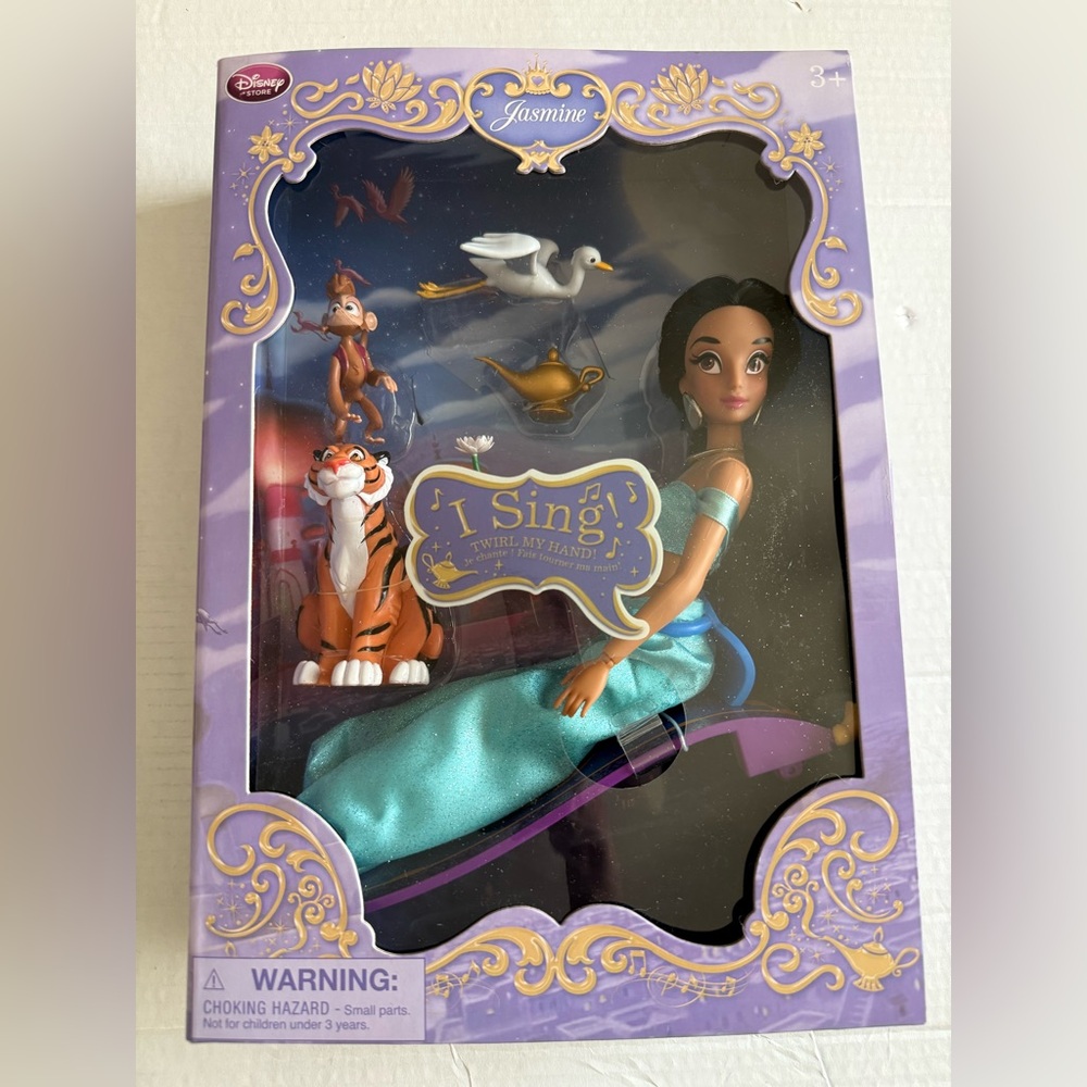 New Disney Store Singing Jasmine Doll and Figurine Set from Disney's Aladdin